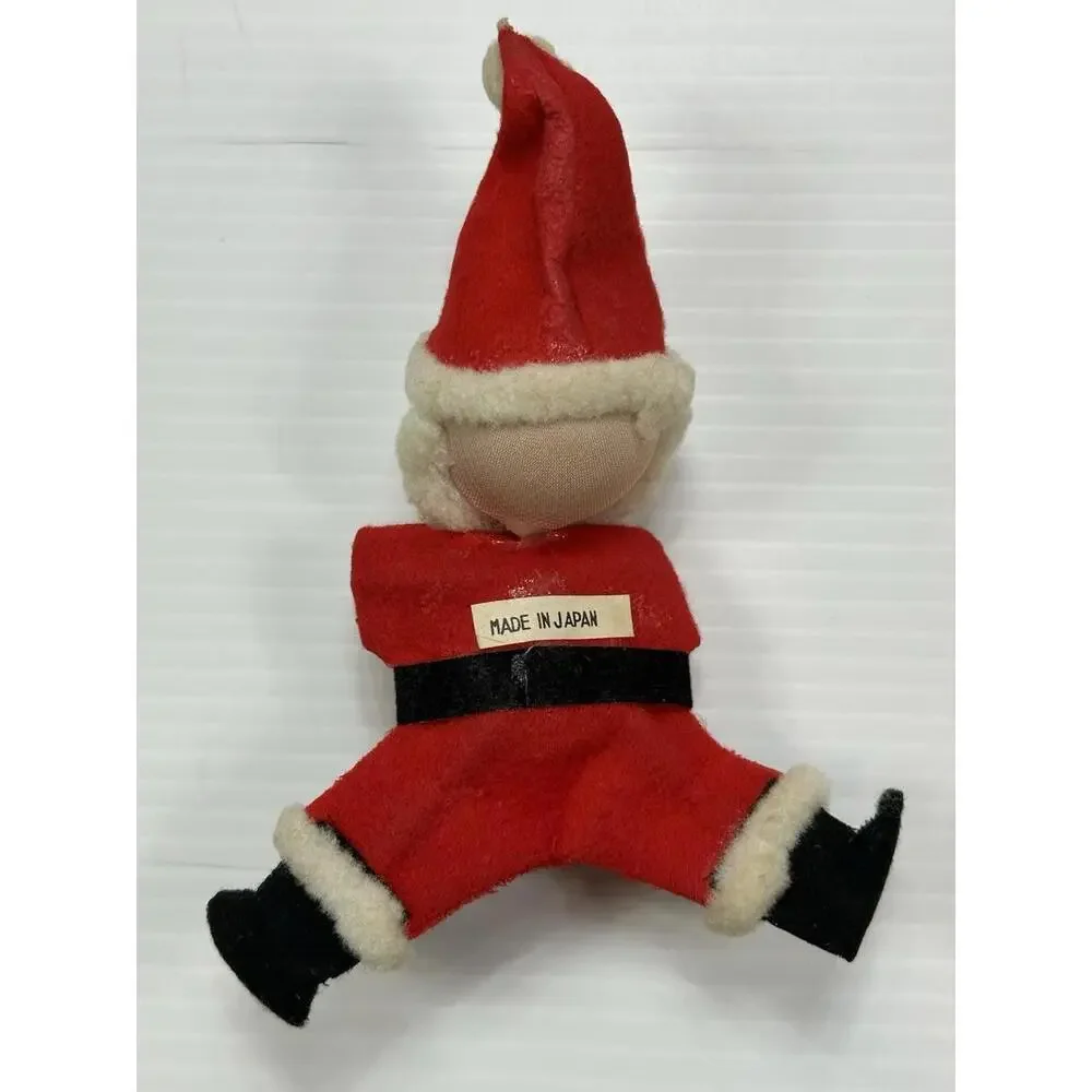 Vintage MCM 1960's Christmas Bendable Felt‎ Santa Ornament Made In Japan